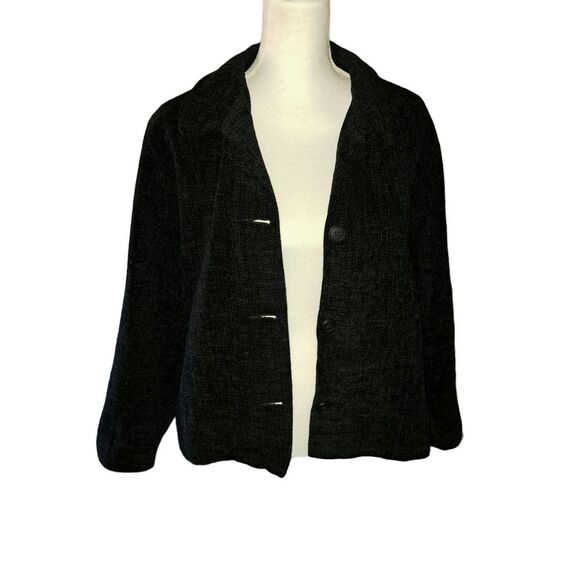 SALE! NWOT-Weave Of The Irish Handcrafted Black Boucle Knit Sweater Jacket Med - Picture 2 of 10